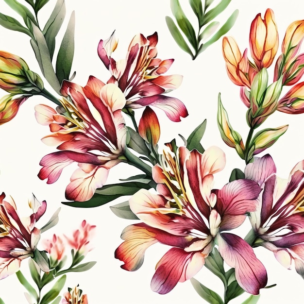 Alstroemeria bloemen aquarel