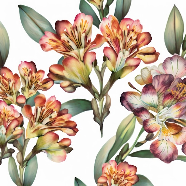 Alstroemeria bloemen aquarel