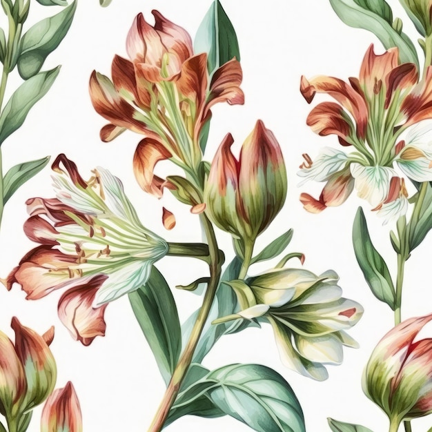 写真 アルストロメリア 花の水彩画