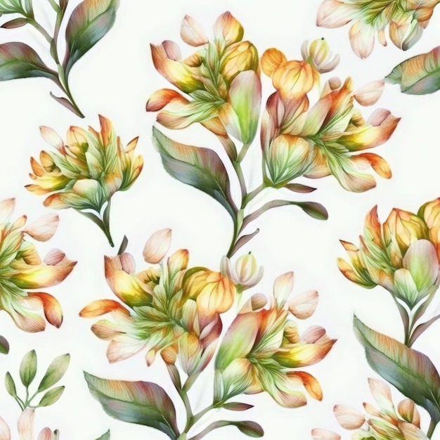 Alstroemeria floral watercolor