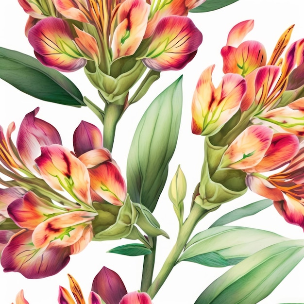 Alstroemeria floral watercolor