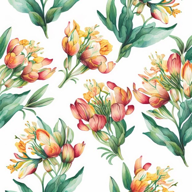 Alstroemeria floral watercolor