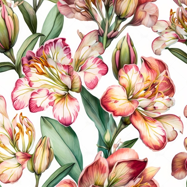 Alstroemeria floral watercolor