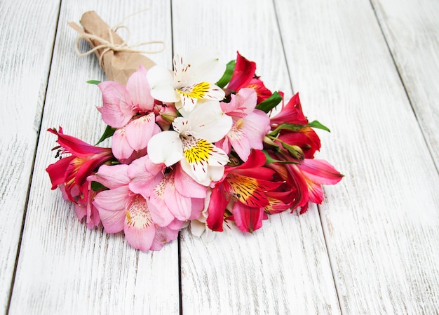 Alstroemeria flowers on a table