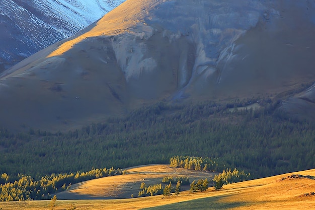 Foto altai berglandschap, panorama herfst landschap achtergrond, herfst uitzicht op de natuur