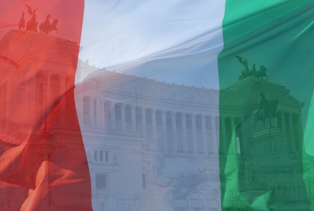 Photo altar of the homeland and italian flag