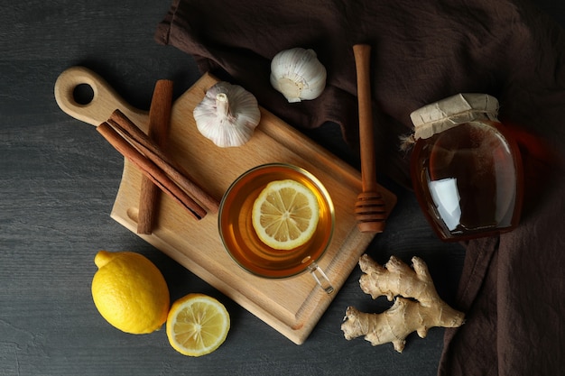 alternative cold treatment on dark wooden table