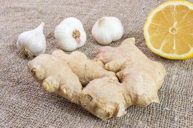 Alternative Medicine with Lemon, Ginger and Garlic