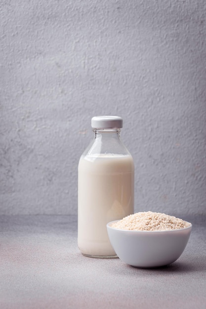 Alternative vegan milk based on sesame seeds Nutritious eco drink