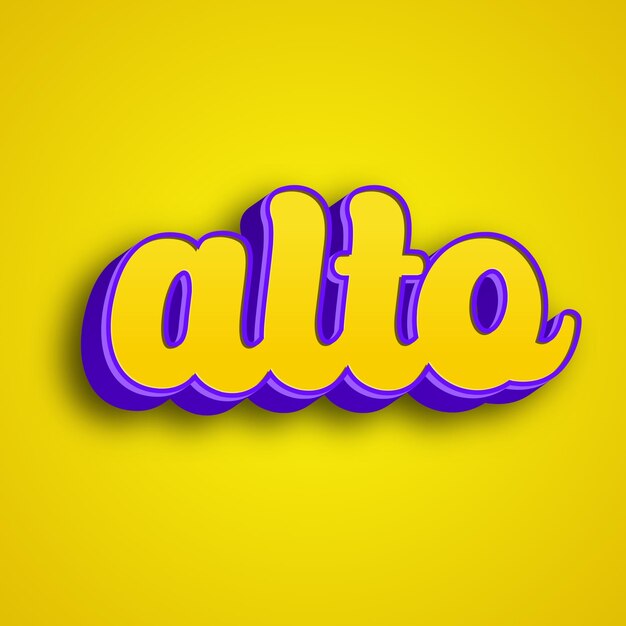 Alto typography 3d design yellow pink white background photo jpg