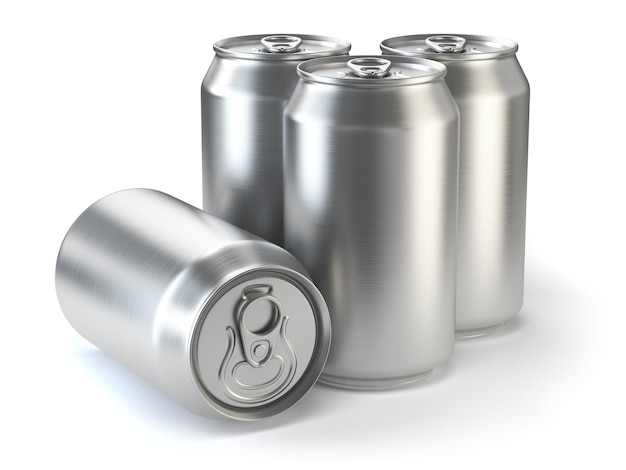 Aluminium beer cans isolated on white