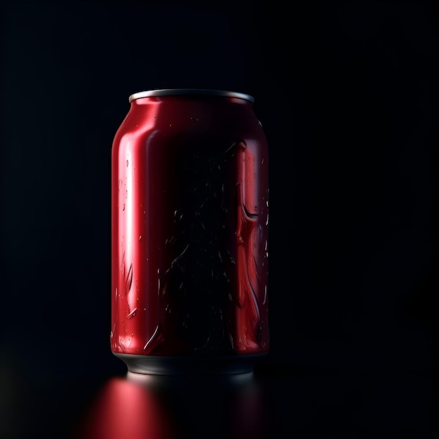 Foto aluminium blikje cola op zwarte achtergrond met rood licht