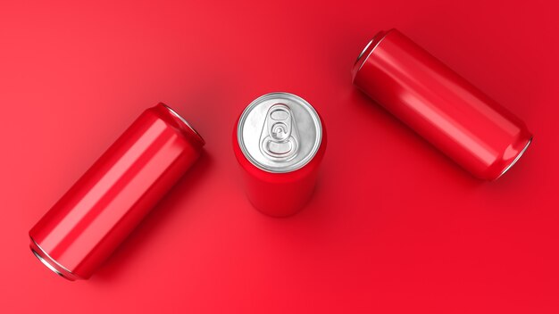 Foto aluminium red soda can 3d-rendering