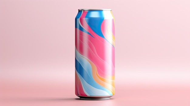 Aluminium soda kan mockup op minimale achtergrond 3D rendering