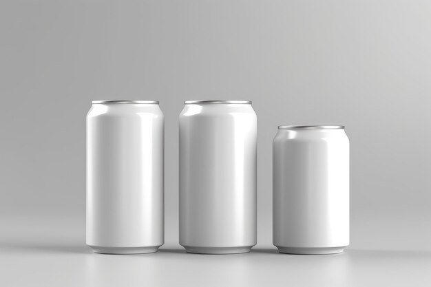 Aluminum Beverage Cans Mockup on Grey Background