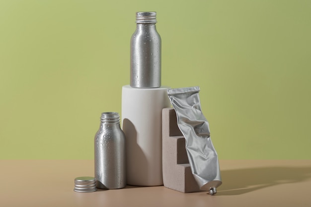 Photo aluminum bottle packaging for liquids