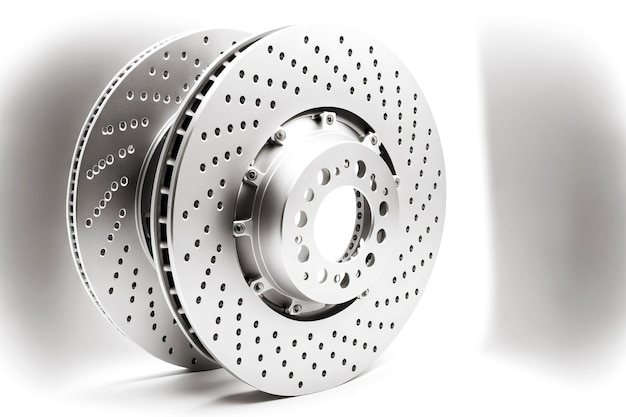 Aluminum brake discs for car isolated on white background