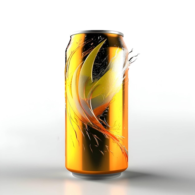 Aluminum can with water splash on white background 3d illustration