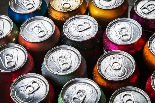 Photo aluminum cans of soda background