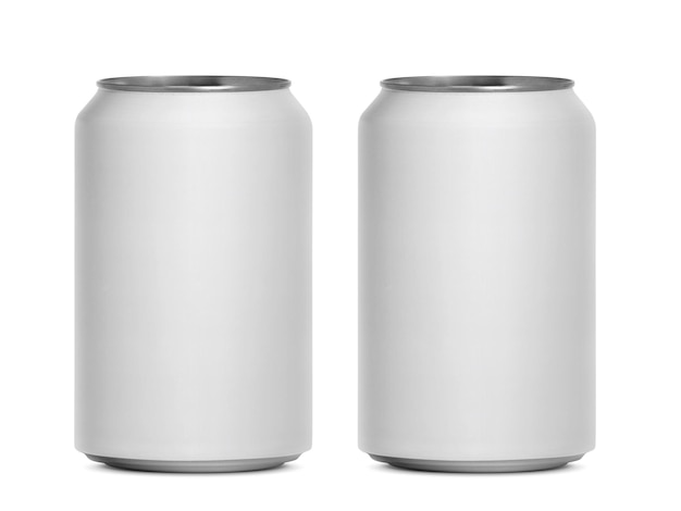 Aluminum cans on white background For design