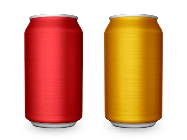 Aluminum cans on white background For design