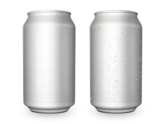 Aluminum cans on white background For design