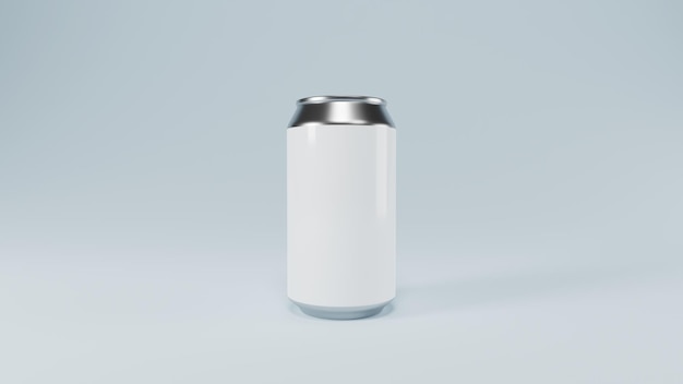 Photo aluminum cans with blank white label to decorate and edit the product for a refreshing beverage or beer or soft drink isolated on a white background