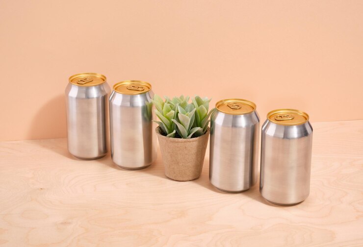 Photo アルミニウム製の ⁇ で ⁇ 様々なカクテルが一列に並び ⁇ ポットの室内植物です ⁇ 