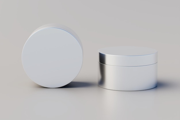 Aluminum Cosmetic Multiple Jar Mockup 3D Rendering