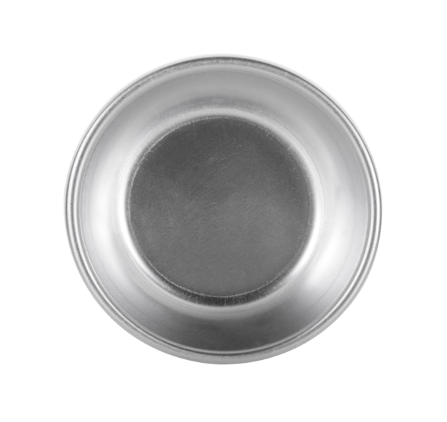 aluminum empty bowl isolated on white background