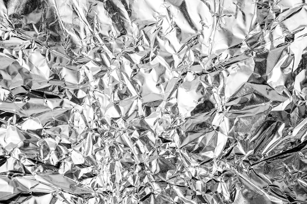 Aluminum foil crumpled silver texture