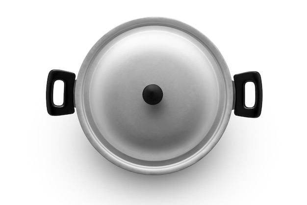 Aluminum pan on a white background top view