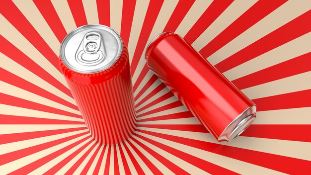 Aluminum Red Soda Can  3D rendering