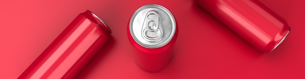 Photo aluminum red soda can  3d rendering