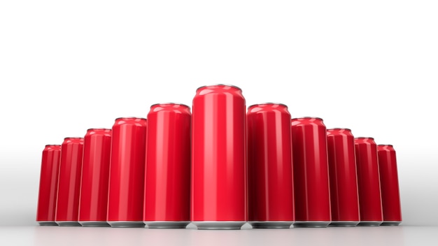 Aluminum red soda can  3d rendering