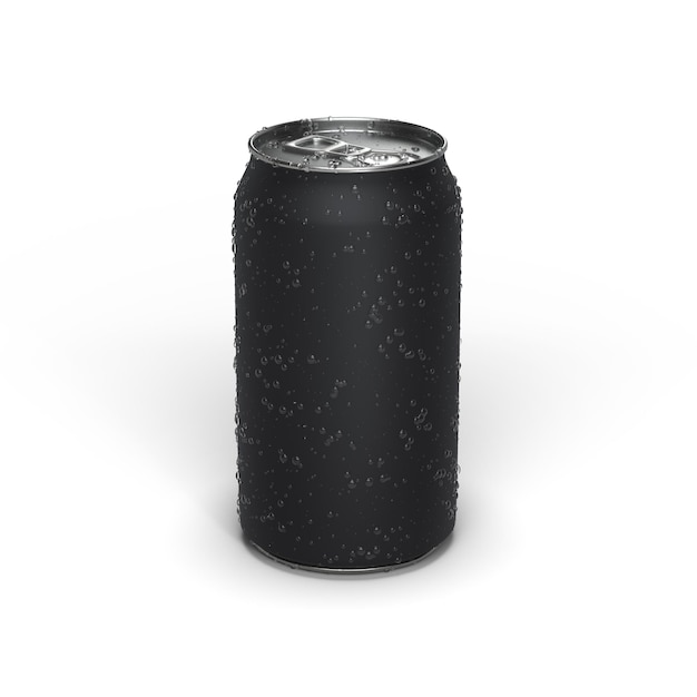 사진 알루미늄 소다는 흰색 3d 렌더링 그림에 격리된 매트 블랙 크래프트 맥주 캔 수 있습니다.