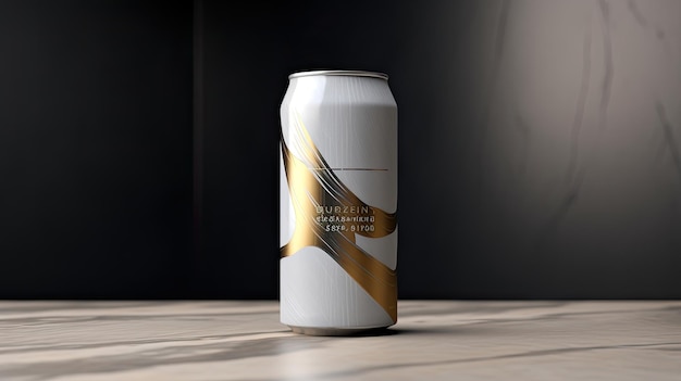 Aluminum soda can mockup on minimal background 3D rendering