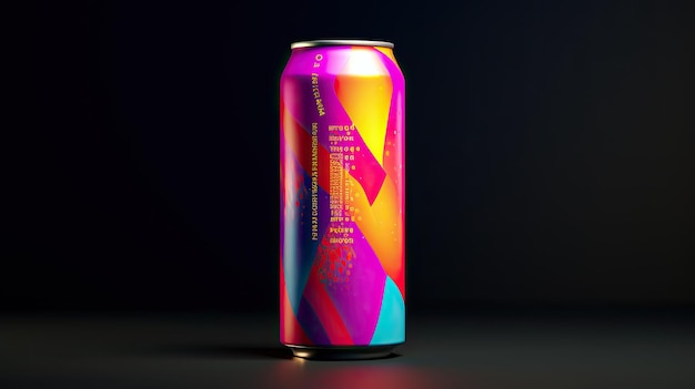 Photo aluminum soda can mockup on minimal background 3d rendering