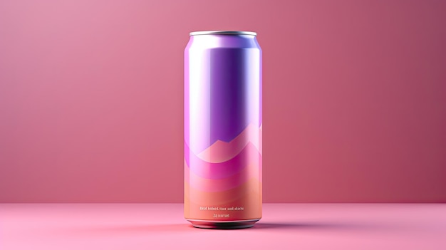 Aluminum soda can mockup on minimal background 3D rendering