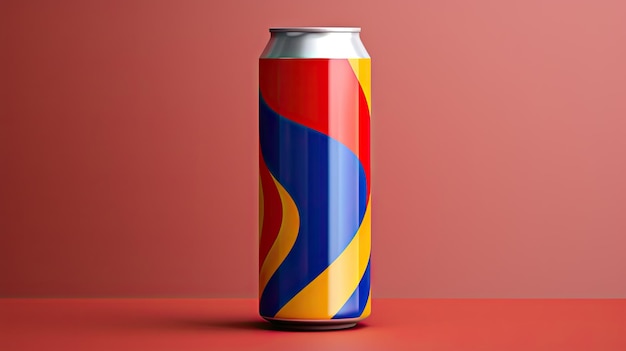 Aluminum soda can mockup on minimal background 3D rendering