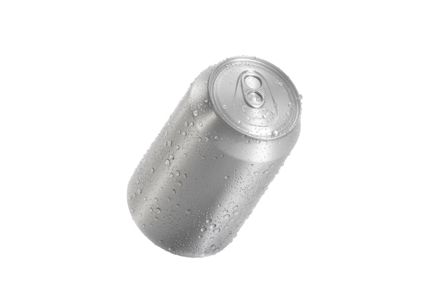 白い背景に水滴を隔離したアルミニウムソーダ