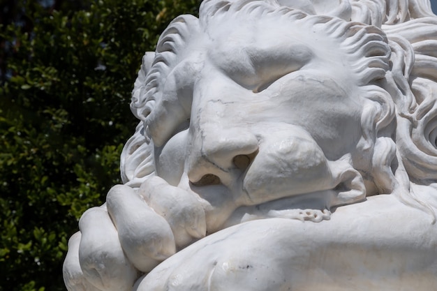 alupka crimea  marble statue of the sleeping lion in the garden of the vorontsov palace