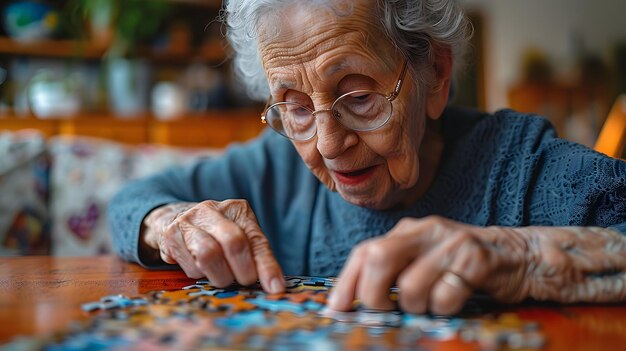 Foto giornata di consapevolezza sull'alzheimer concept di soluzioni ai puzzle per la salute mentale