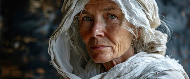 Foto concetto di malattia di alzheimer donna anziana che tiene lo sfondo del desktop con sfondo hd