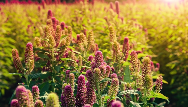 Amaranth flower in the farm with sunny background