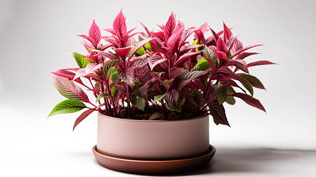 Amaranth plant on a pot on white background