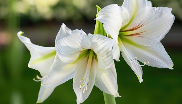 Amaryllis flowering in natural with copy space