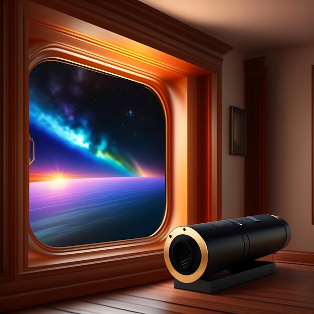 Фото Телескоп любителя в комнате вблизи