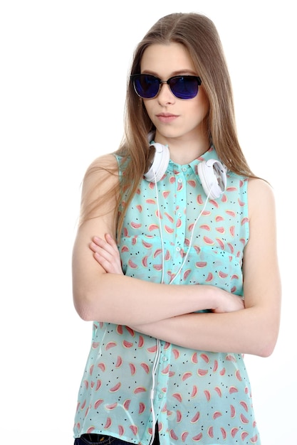 Amazed girl in shades