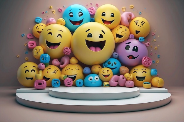 Amazing 3D Social Media Emojis On Podium Background